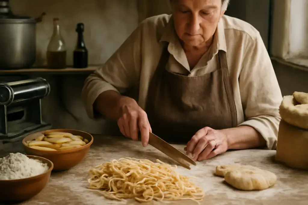 Pasta fatta a mano nelle cucine rurali: il modo semplice per riconoscere la differenza rispetto a quella industriale